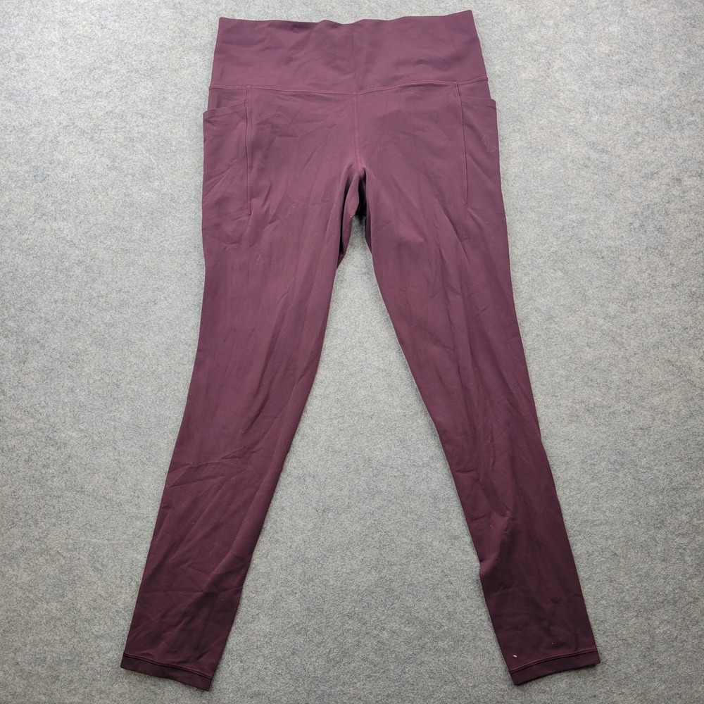 Athleta Salutation‎ Stash Tight Leggings Womens Large Tall Burgundy Plum 40269